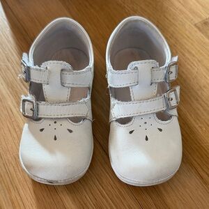 Angel Baby Shoes White Leather Mary Jane Shoes with Buckle Straps, size 6